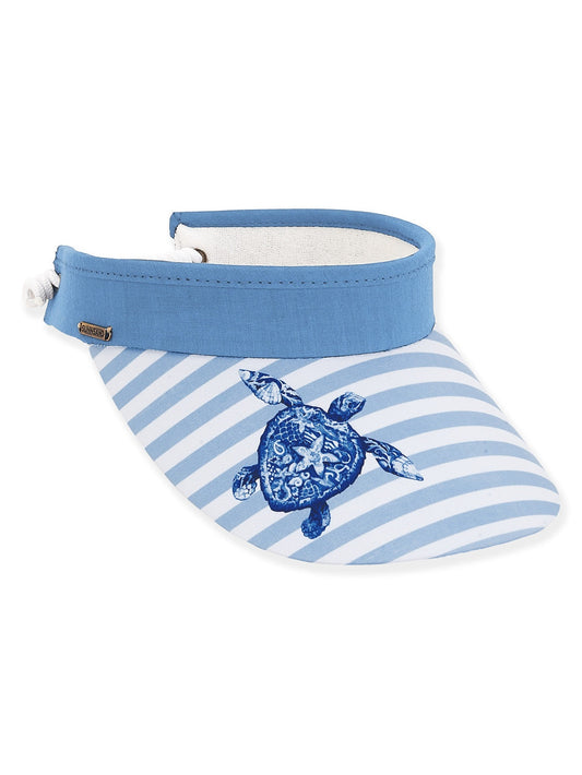 Visor Blue Striped Turtle Visor 3.5" Brim Women's-Hh2759