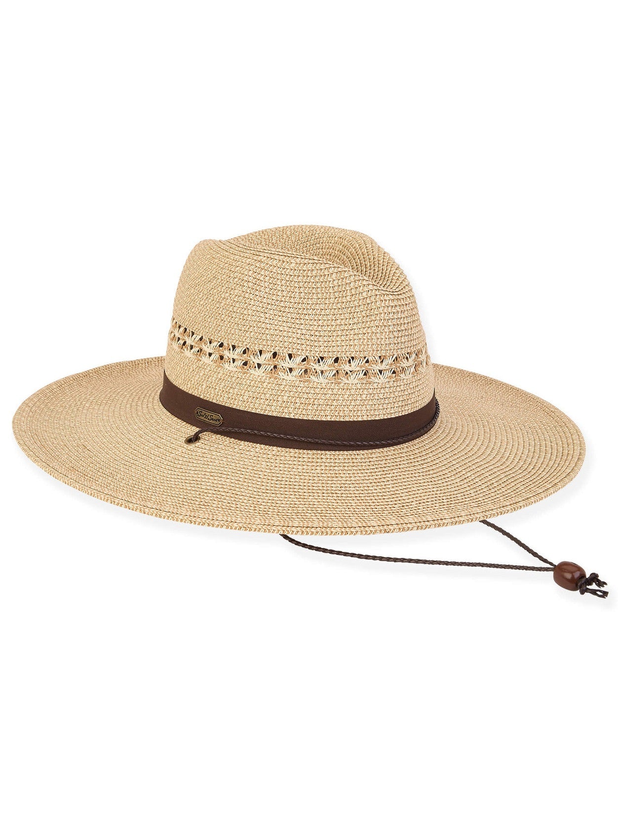 Hat Natural Paper Straw Safari With Chin Cord Adjustable 4" Brim Women's-Hh2807A
