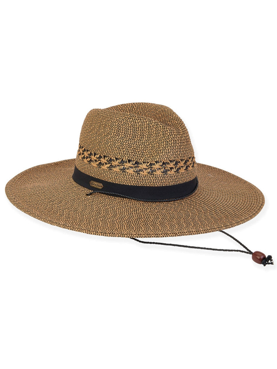 Hat Black Paper Straw Safari With Chin Strap 4" Brim Women's-Hh2807B