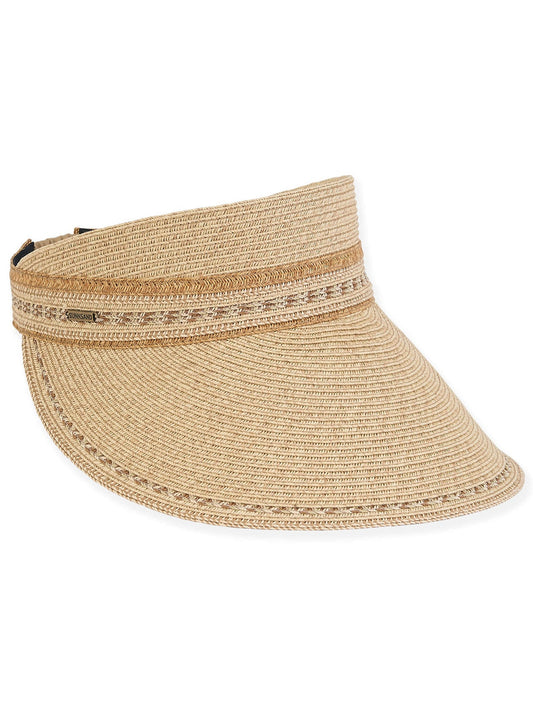 Visor Natural  Polyester Straw  5" Brim Women's-Hh2884A 