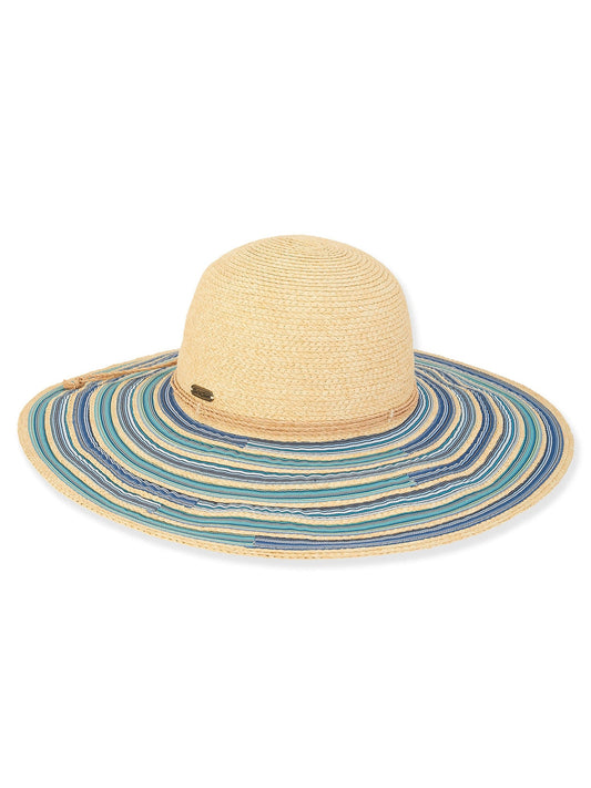 Hat Blue Paper Straw Floppy Brim Women's Hh3034a 