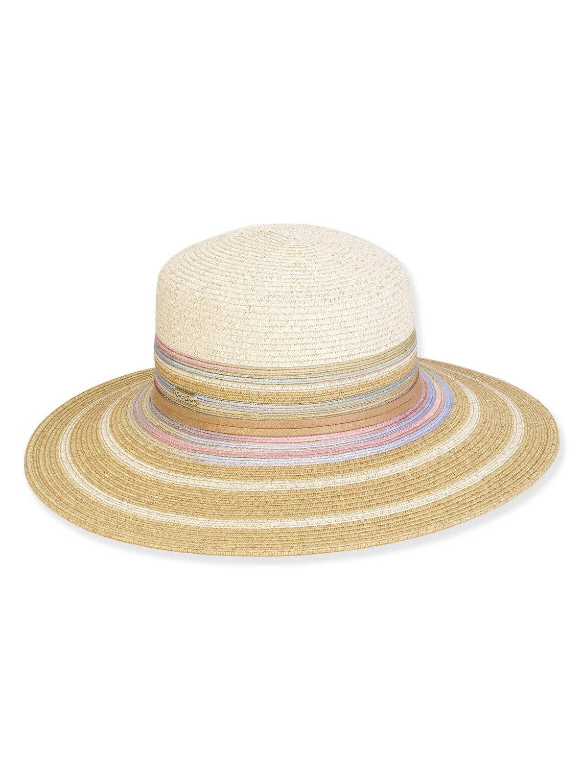 Hat Ecru Paper Braid Flat Top Floppy Adjustable 4" Brim Women's-Hh3209A