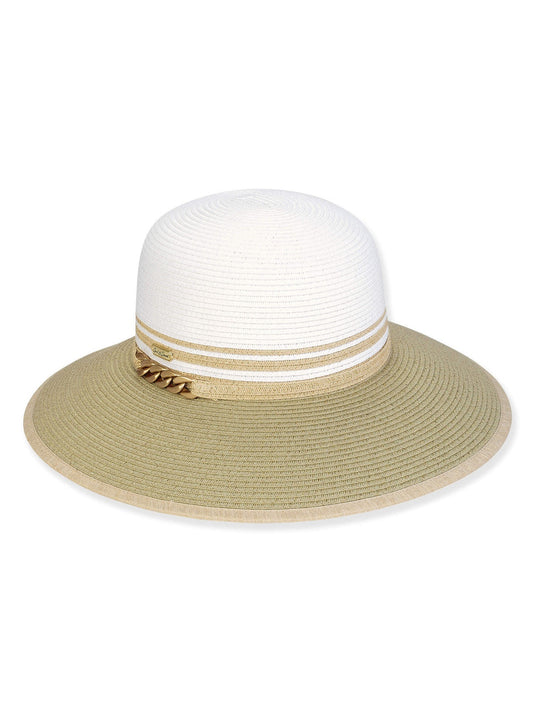Hat Green Paper Braid Bucket Adjustable 4" Brim Women's-Hh3221B