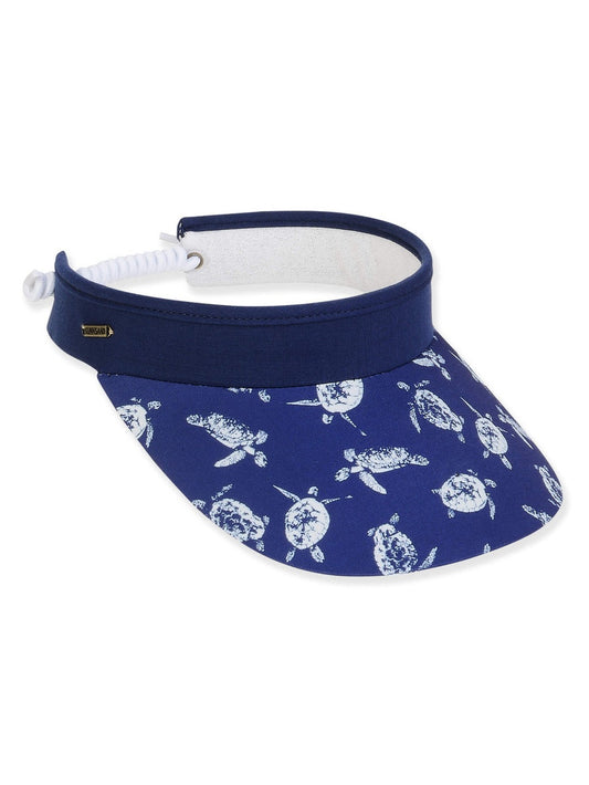 Visor Navy Blue Turtle Polyester Visor 3.5" Brim Women's-Hh3325