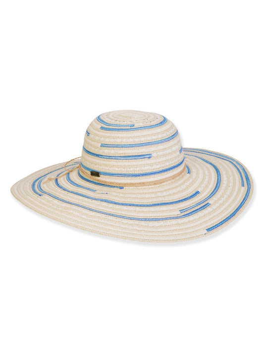 Hat Ivory/Blue  Poly Braid Floppy 5" Brim Women's Hh3363A 