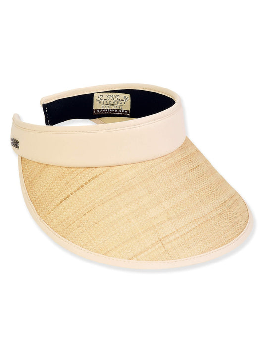 Visor Beige  Raffia Polyester Straw  4.5 " Brim Women's-Hh3378A 