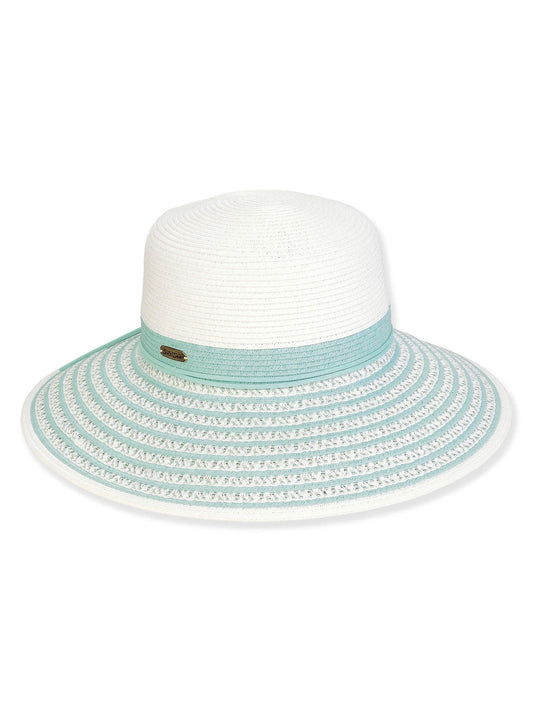 Hat Teal Paper Braid Bucket Adjustable 4" Brim Women's-Hh3393B