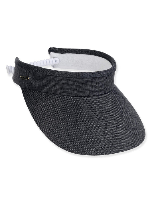Visor Black/ Greyish Polyester Visor 3.5" Brim Women's-Hh3404C 
