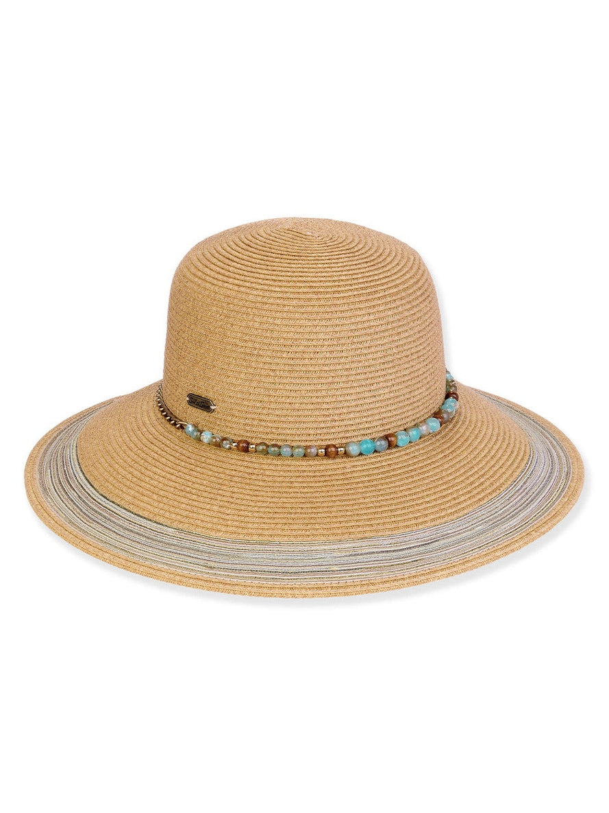 Hat Tan Paper Braid Bucket Brim Adjustable 4" Brim Women's-Hh3406B