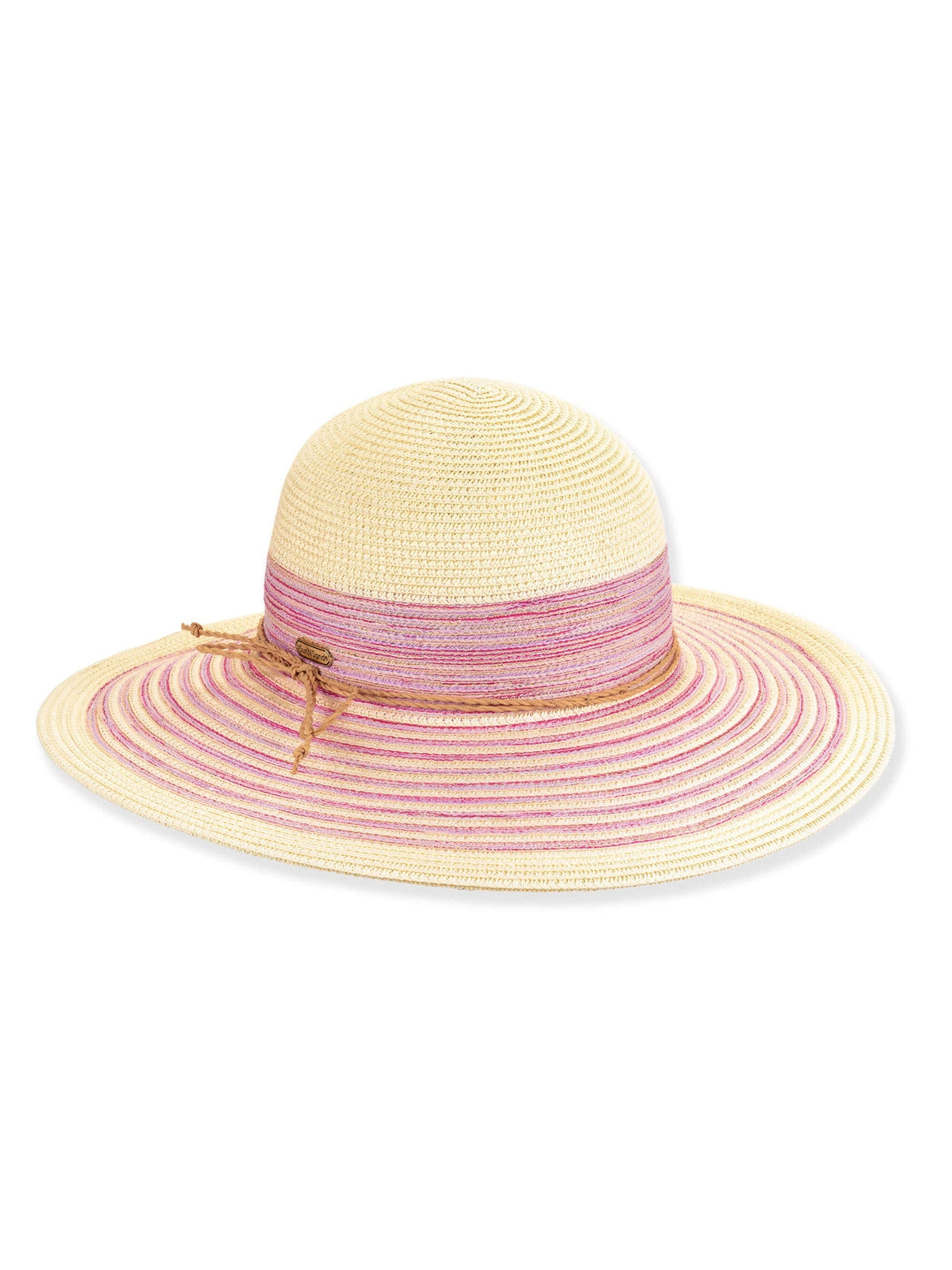 Hat Pink Paper Braid Floppy Adjustable 4" Brim Women's-Hh3436A