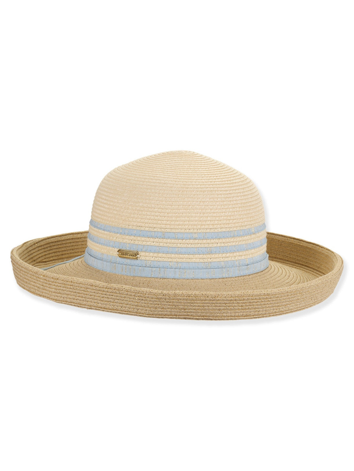 Hat Blue Paper Braid Up Brim Adjustable 3"- .75" Up Brim Women's-Hh3448B