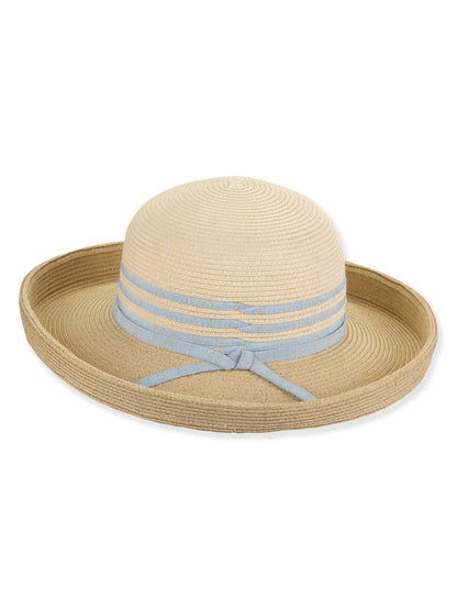 Hat Blue Paper Braid Up Brim Adjustable 3"- .75" Up Brim Women's-Hh3448B