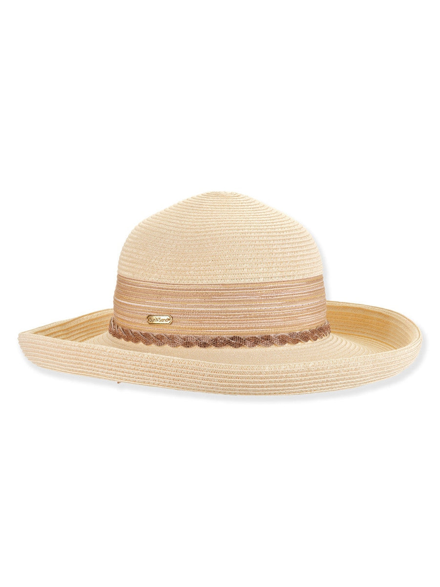 Hat Ivory Paper Braid Up Brim Adjustable 3"- 1" Up Turn Brim Women's-Hh3449A