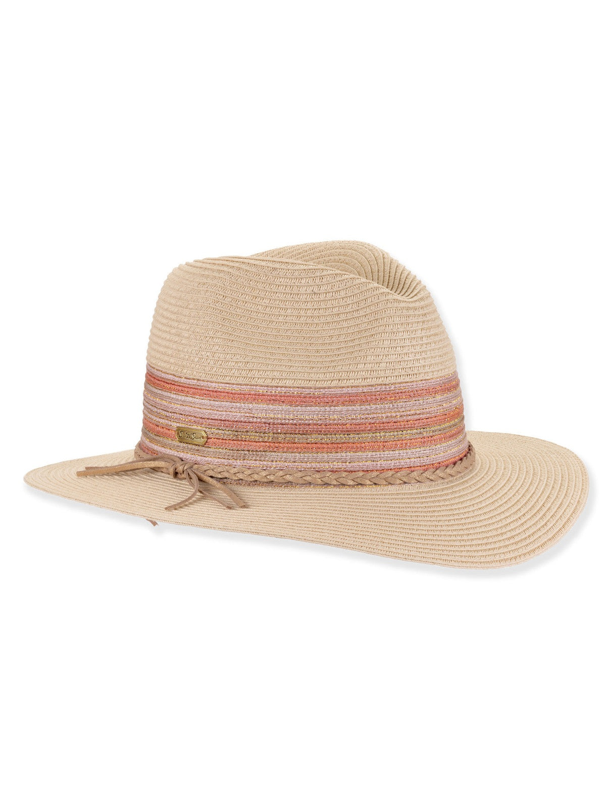 Hat Natural Paper/Poly Braid Fedora Brim Adjustable 2.75" Brim Women's-Hh3516B