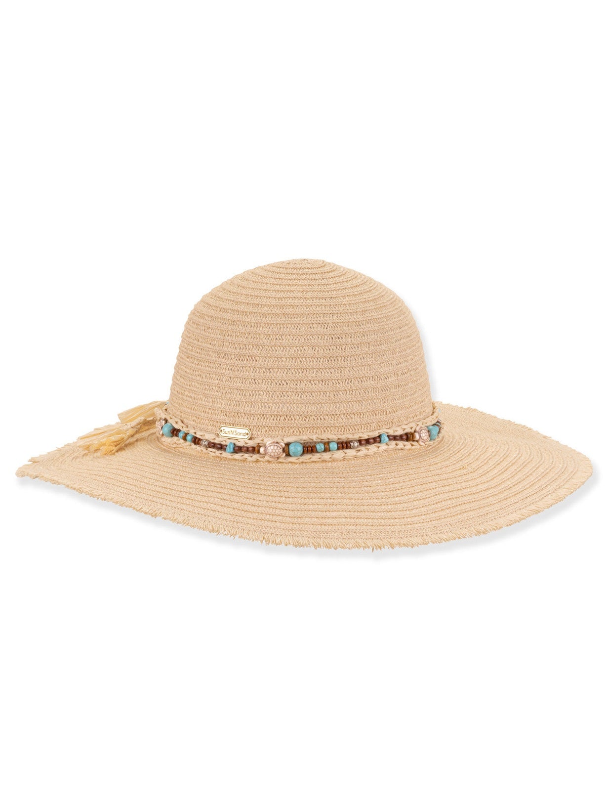 Hat Tan Paper Braid Floppy Including Trim Adjustable 4.5" Brim Women's-Hh3558b