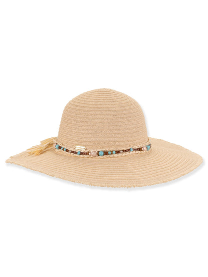 Hat Tan Paper Braid Floppy Including Trim Adjustable 4.5" Brim Women's-Hh3558b