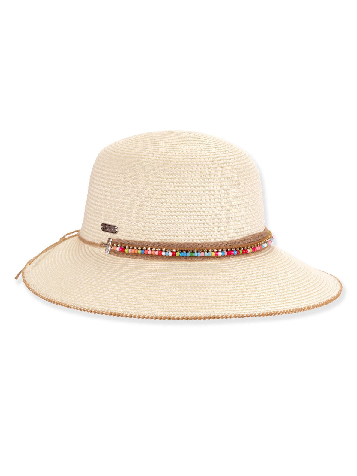 Hat Ivory Paper Braid Tapered Bucket Adjustable 3.5" Brim Women's-Hh3560A