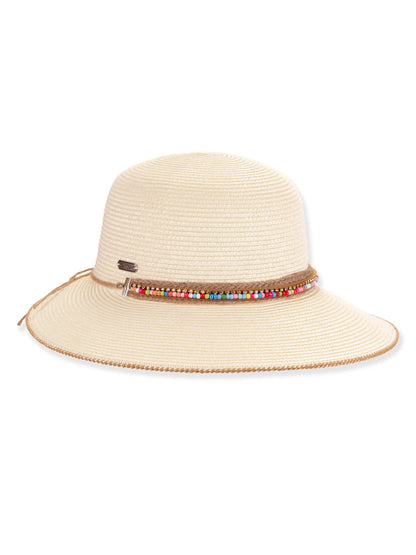 Hat Ivory Paper Braid Tapered Bucket Adjustable 3.5" Brim Women's-Hh3560A