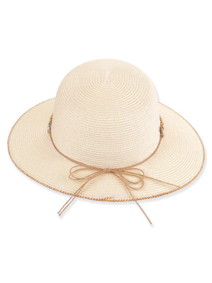 Hat Ivory Paper Braid Tapered Bucket Adjustable 3.5" Brim Women's-Hh3560A