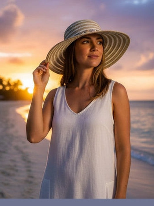 Hat Ivory Poly Braid Bucket Adjustable 4" Brim Women's-Hh3580A