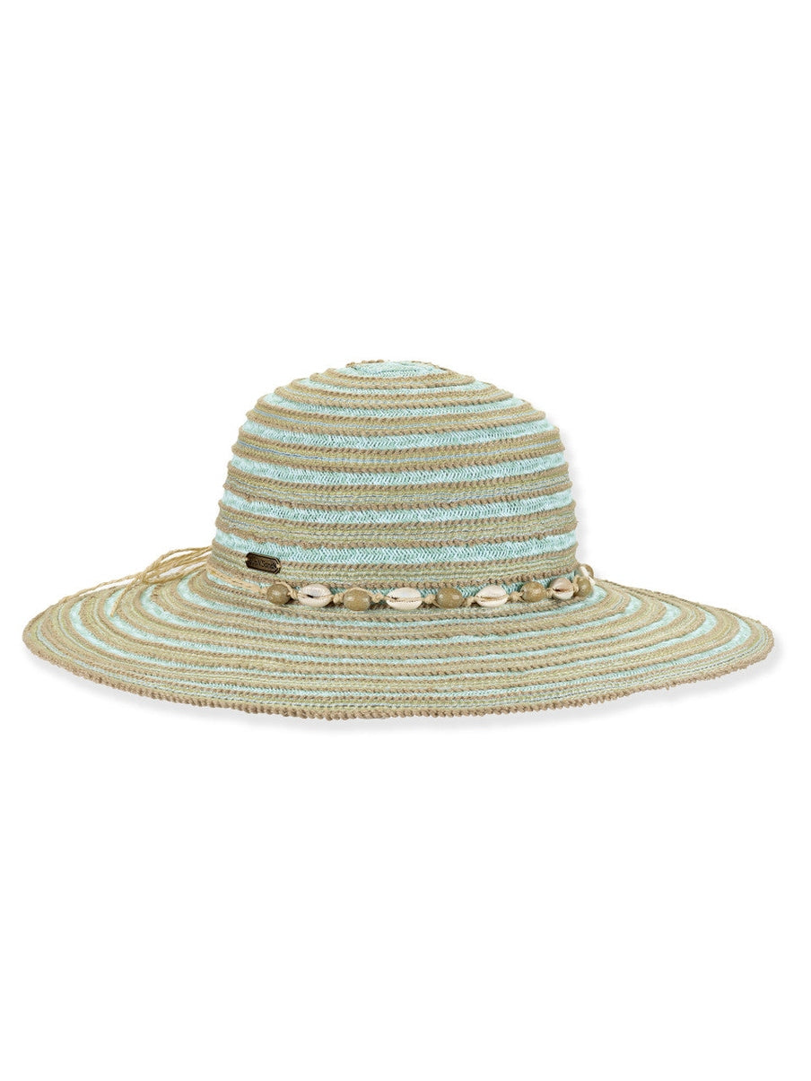 Hat Blue Poly Braid Bucket Adjustable 4" Brim Women's-Hh3580B