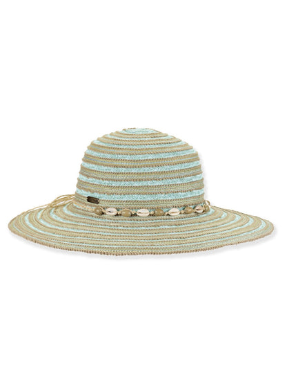 Hat Blue Poly Braid Bucket Adjustable 4" Brim Women's-Hh3580B