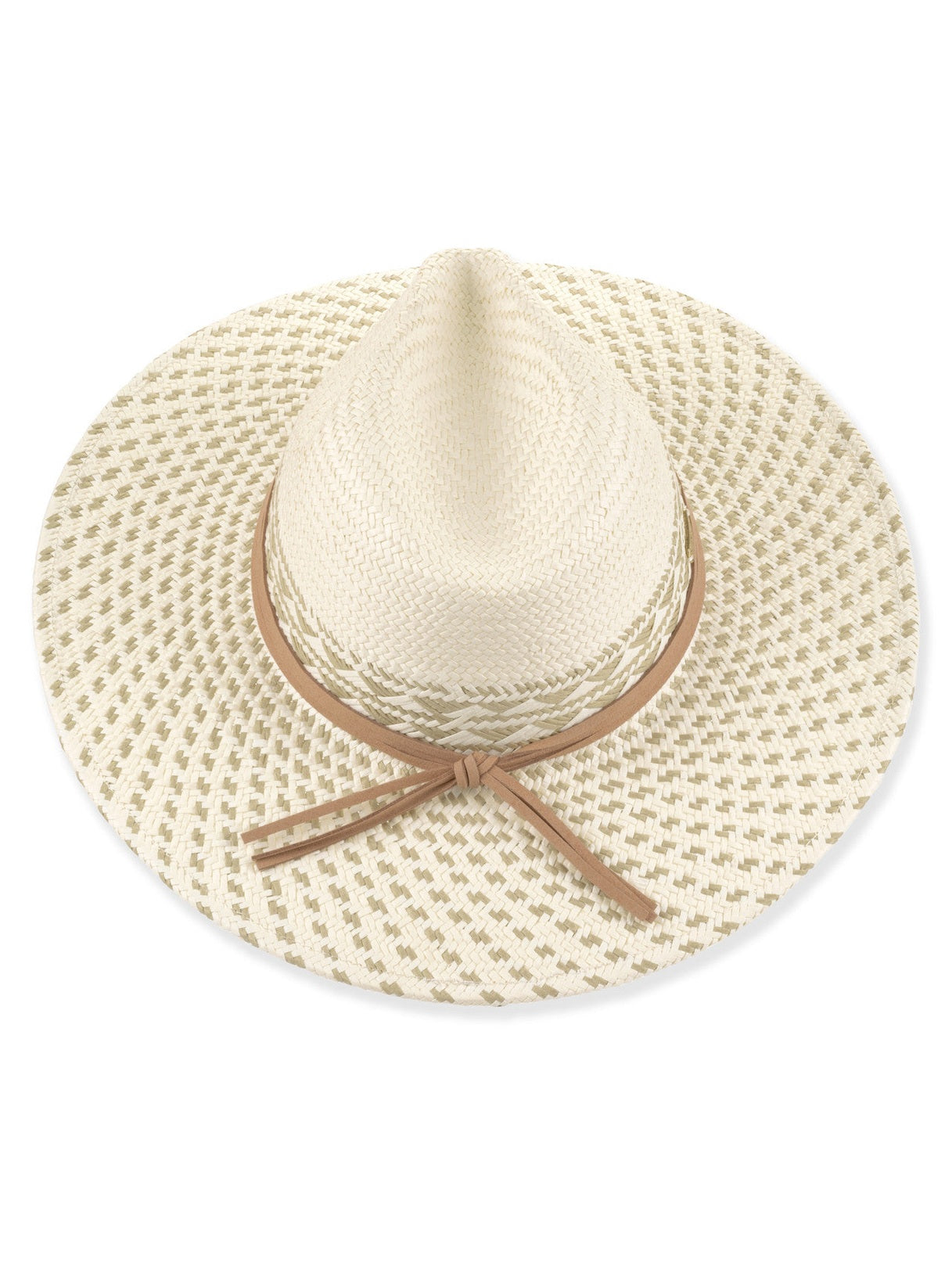 Hat Ivory/Taupe Paper Straw Safari 3.5" Brim Women's-Hh3629A