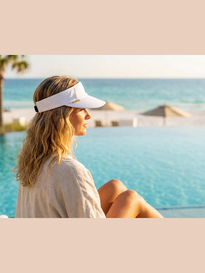Visor White Polyester Visor 3.25" Brim Women's-Hh3666a