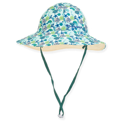 Hat - Reversible-Green-Cotton Poly Floppy- Children -Hk411 