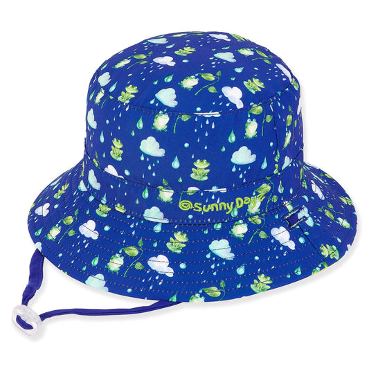 Hat - Blue Frogs-Cotton Poly Bucket- Children -Hk494 