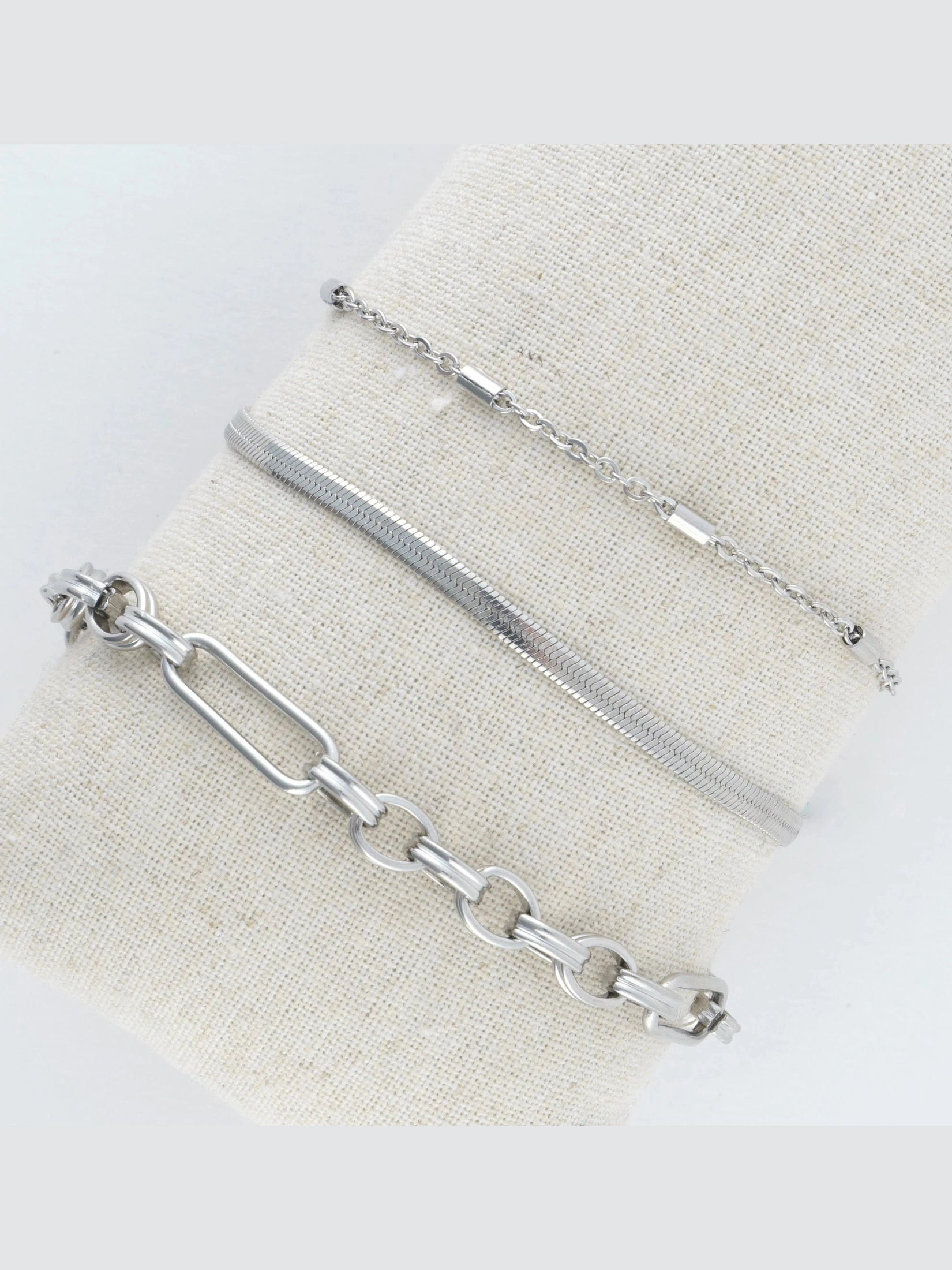 Bracelet Set Paperclip/Snake/Dainty Chain Women's 10039