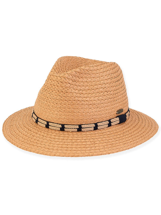 Hat&nbsp; Straw Black/Beige Trim Trim&nbsp; 2.75"Brim Safari Women's Htt1154
