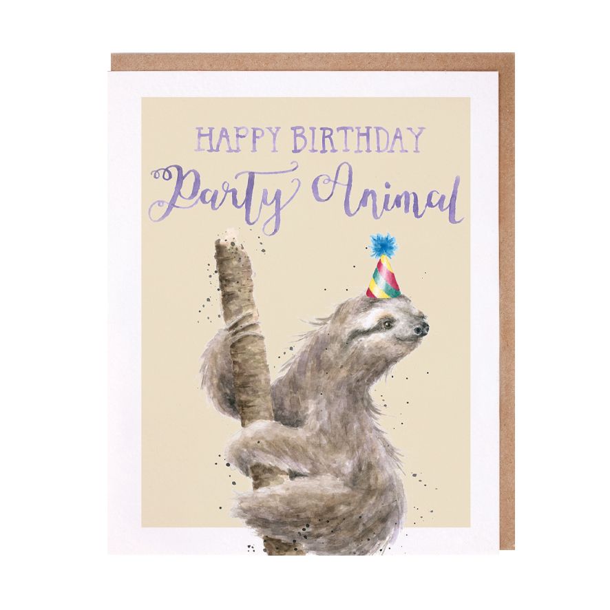 Card - Happy Birthday Party Animal - Sloth 
