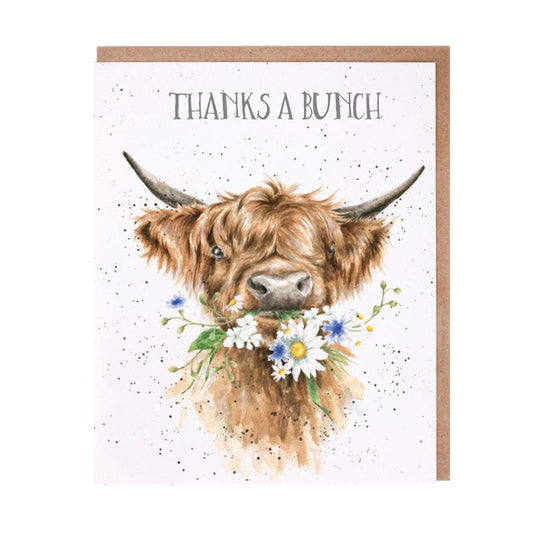 Card - AOC122 - Thanks a bunch - cow with flowers - AOC122 