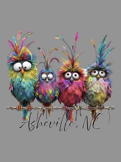 T Shirt Funky Bird Short Sleeve Fun colors, Asheville NC  CRAZY123 