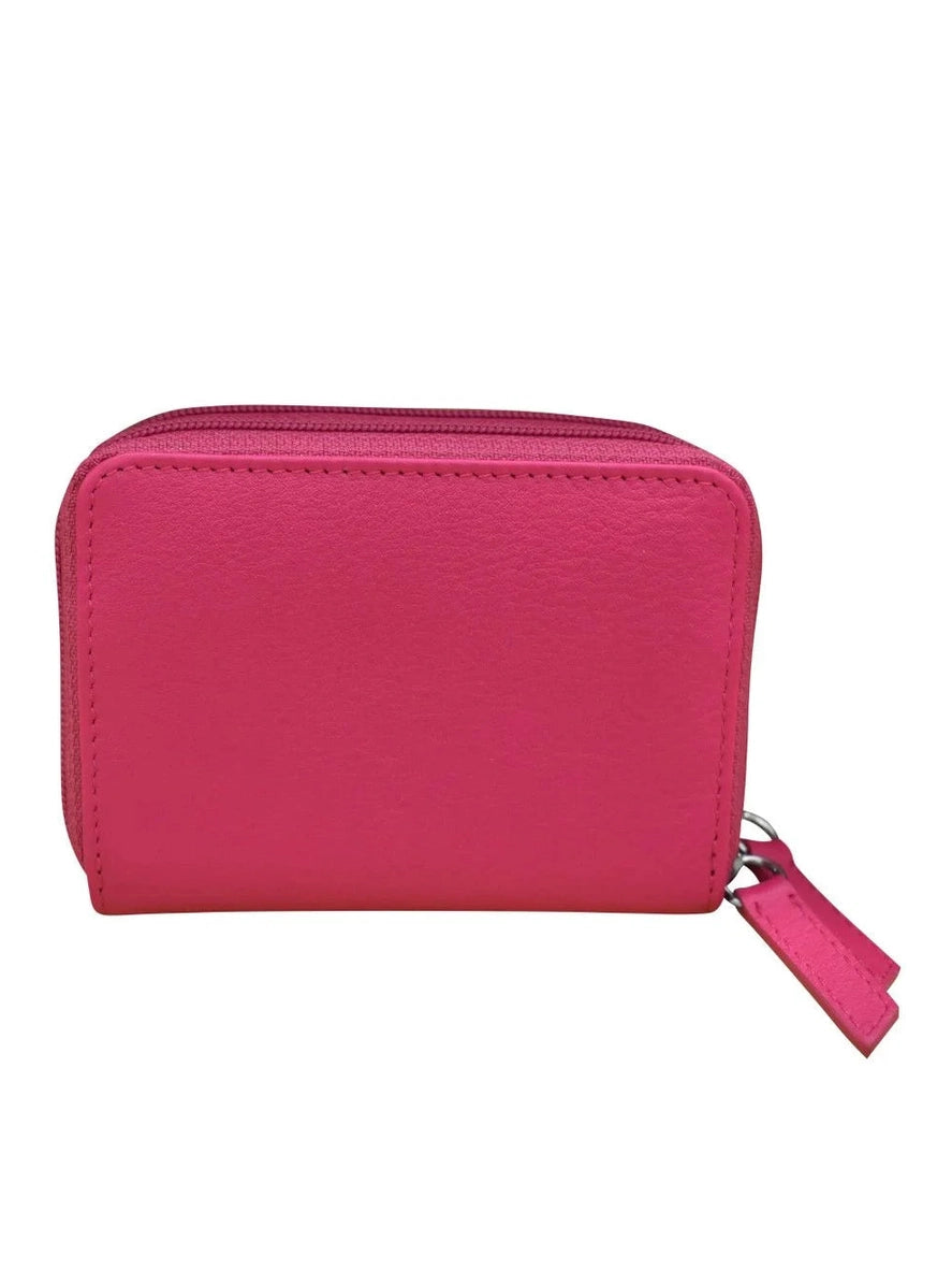 Wallet Double Zip Indian Pink Accordion Card Case 6714 