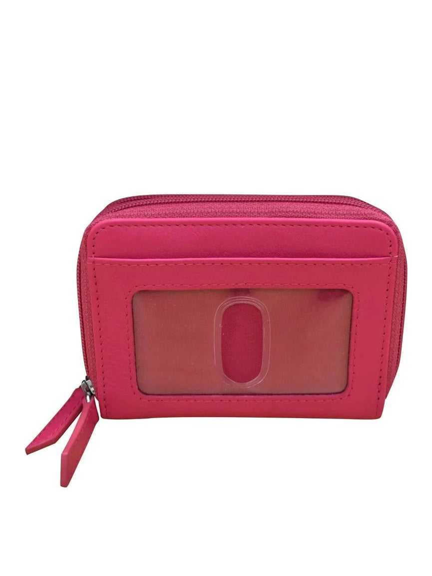 Wallet Double Zip Indian Pink Accordion Card Case 6714 