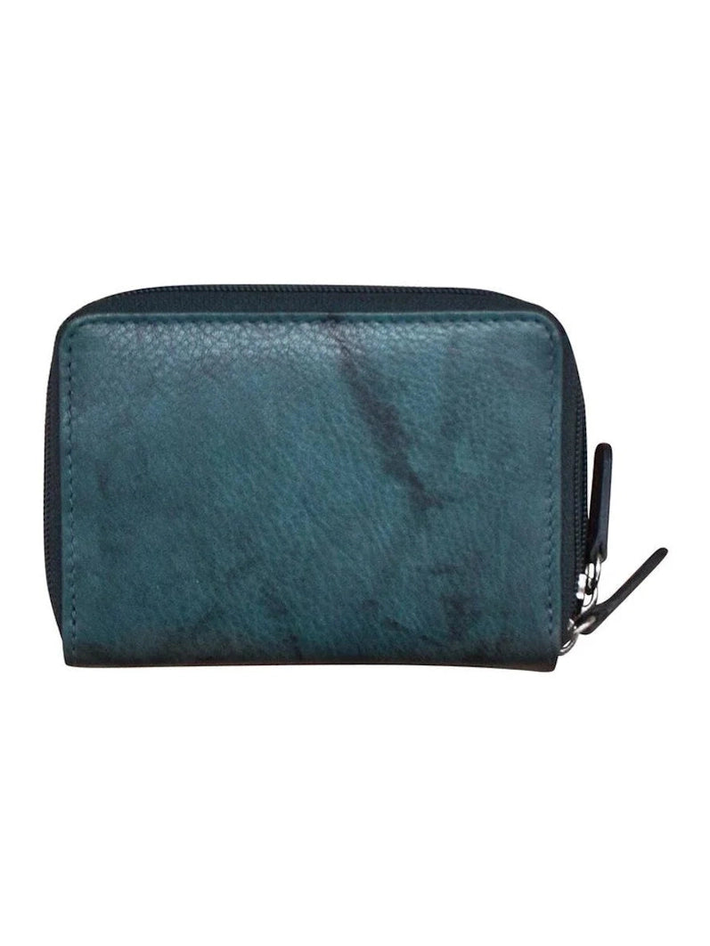 Wallet Double Zip Jeans Blue Accordion Card Case 6714 