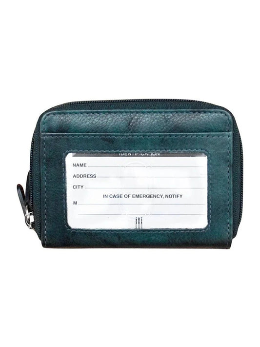 Wallet Double Zip Jeans Blue Accordion Card Case 6714 