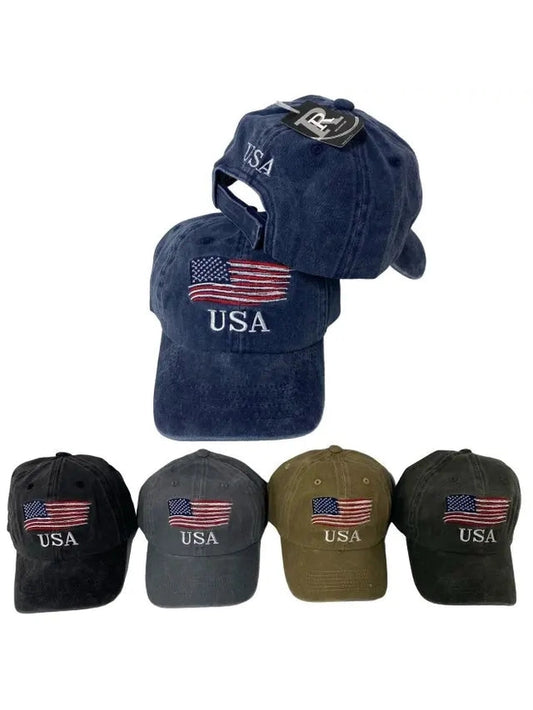 Baseball Cap USA American Flag Embroidered 5 Vintage Colors&nbsp; Ht2719