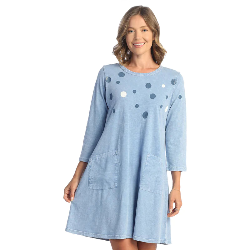 Jess & Jane M102-1818 Rain Dots Long Sleeve Dress 