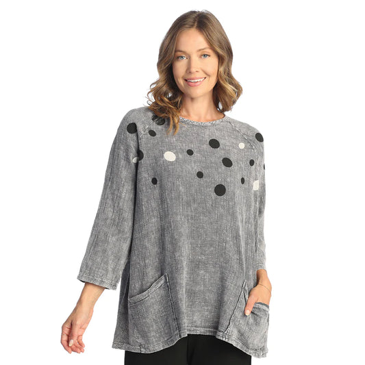 Jess & Jane M103-1818 Rain Dots Gauze Patch Tunic 