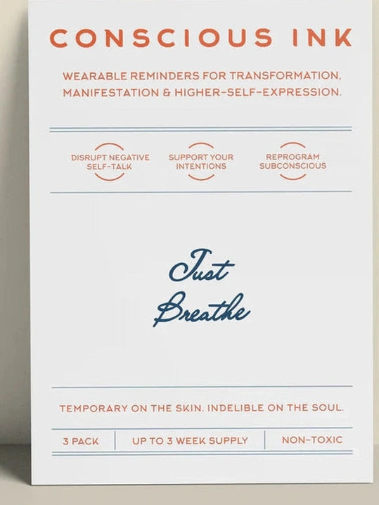 Temporary Tattoo Just Breathe 3Pk Black 2P0599 