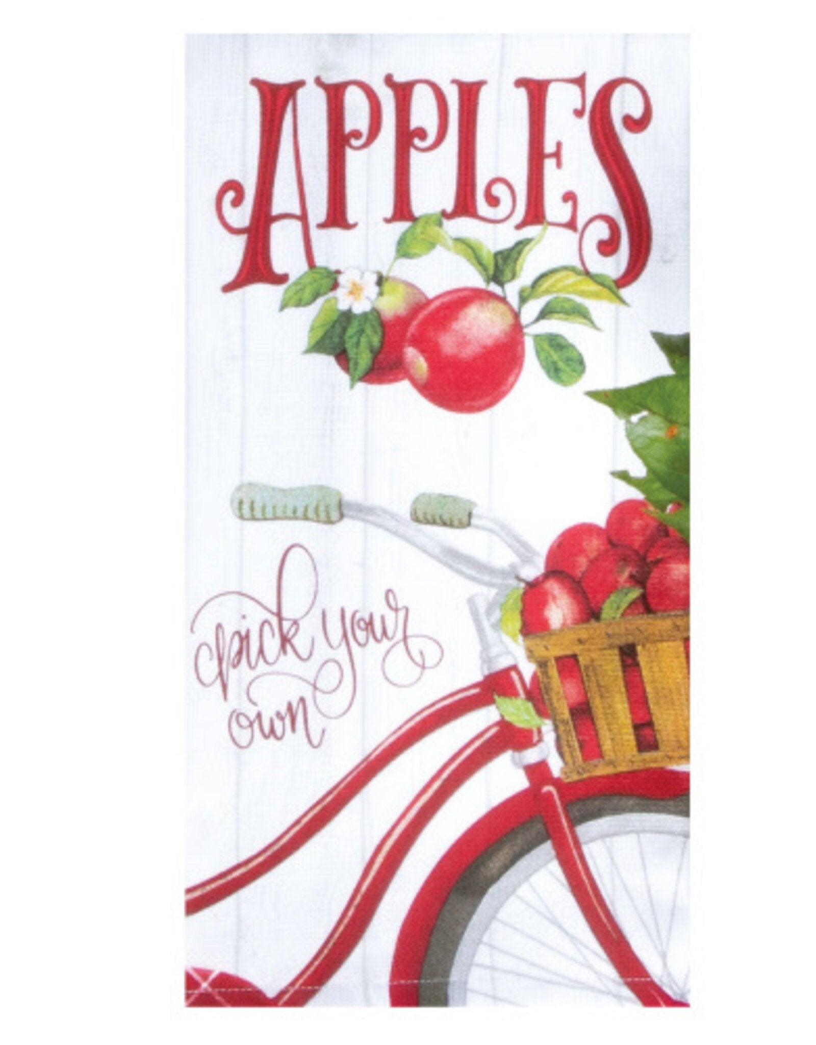 Tea Towel&nbsp; Red Bicycle/Apples&nbsp; Dual Purpose Terry R7970