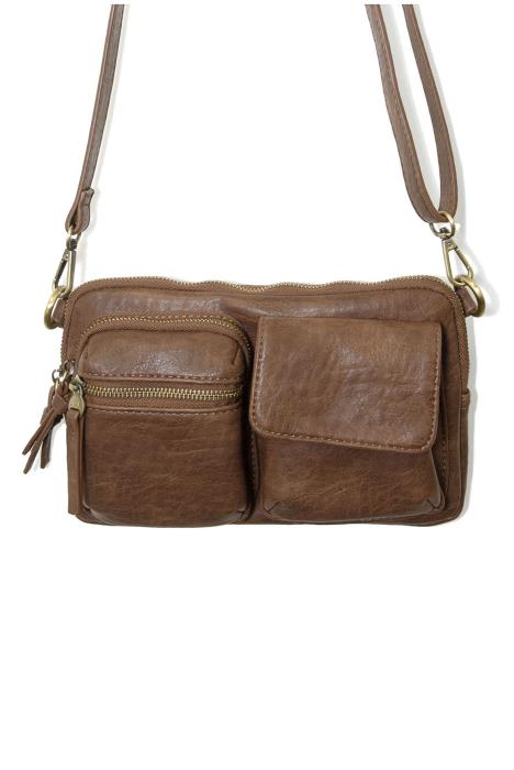 Kendra Cargo Pocket Sling / Crossbody Bag Saddle Brown Women's L8185-02