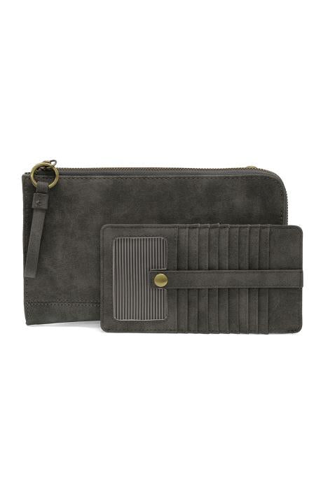 Wristlet/Wallet Faux Suede Shdow Grey Karina Convertible &nbsp;Women's L8244-10