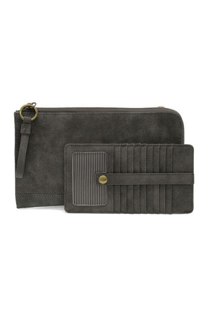Wristlet/Wallet Faux Suede Shdow Grey Karina Convertible &nbsp;Women's L8244-10