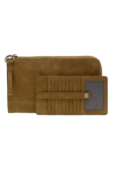  Wristlet/Wallet Faux Suede Wheat Karina Convertible  Women's L8244-14