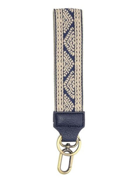 Wristlet 1.2" Embroidered Easy Find Denim Geo Pyramid Blue/White Lk070-08
