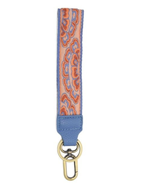 Wristlet 2" Embroidered Easy Find Peri Orange Petals Blue/Orange Floral Lk079-48